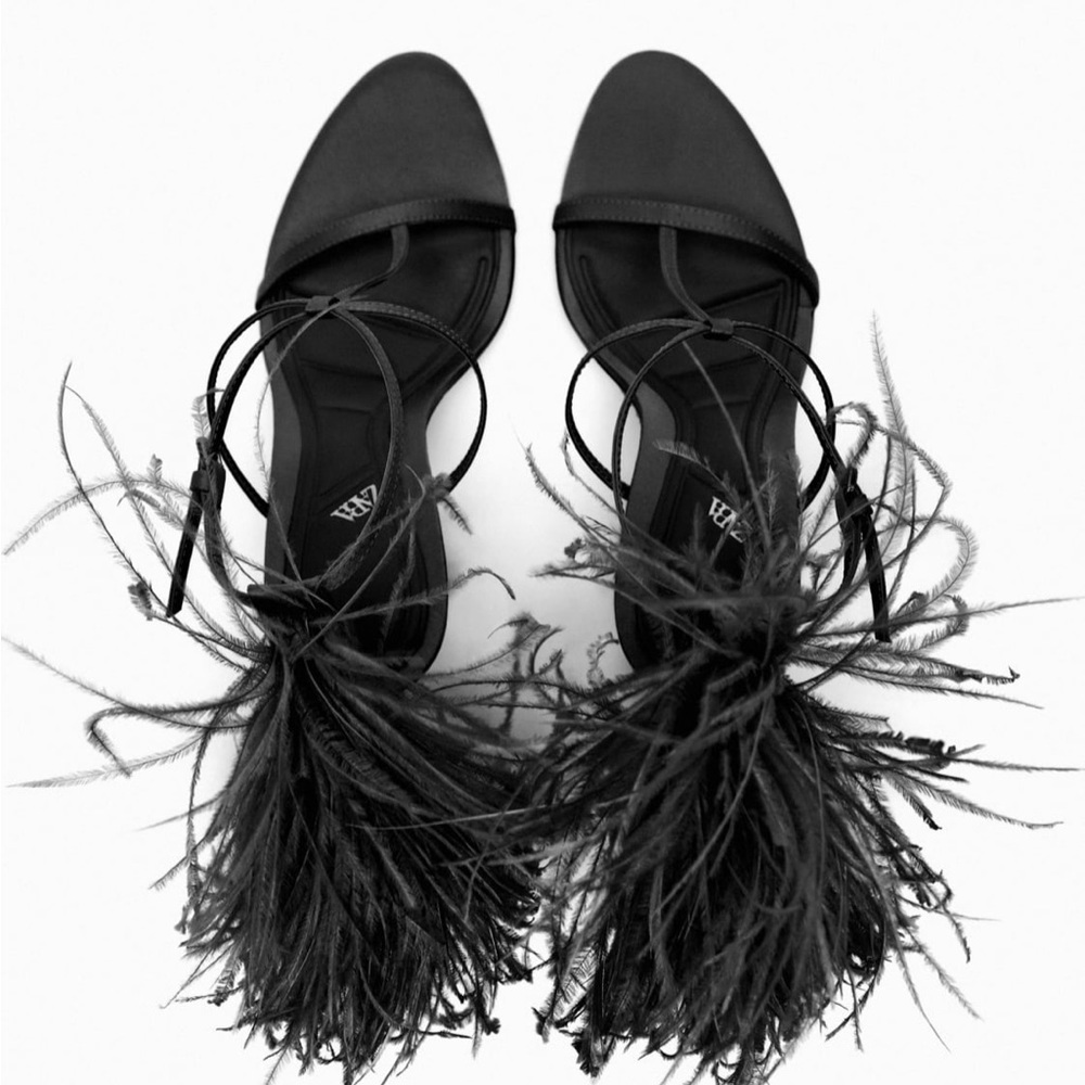 Zara feathered heeled sandals - Picture 7 of 7